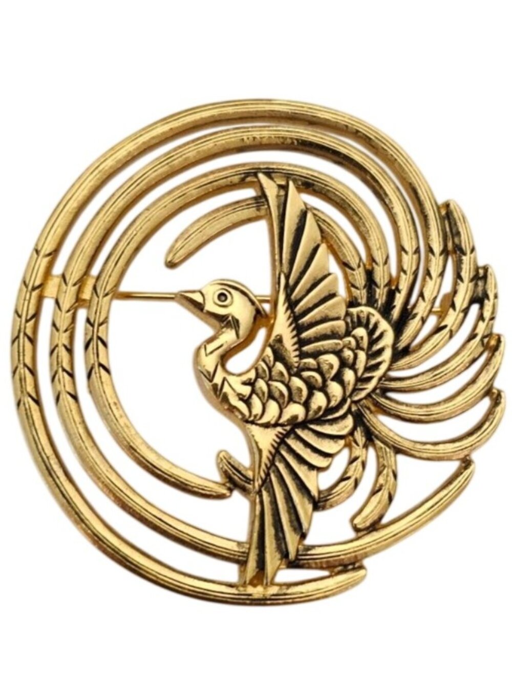 MFA Museum of Fine Arts Bird Of Paradise Brooch Gold Tone Pin Signed, J881